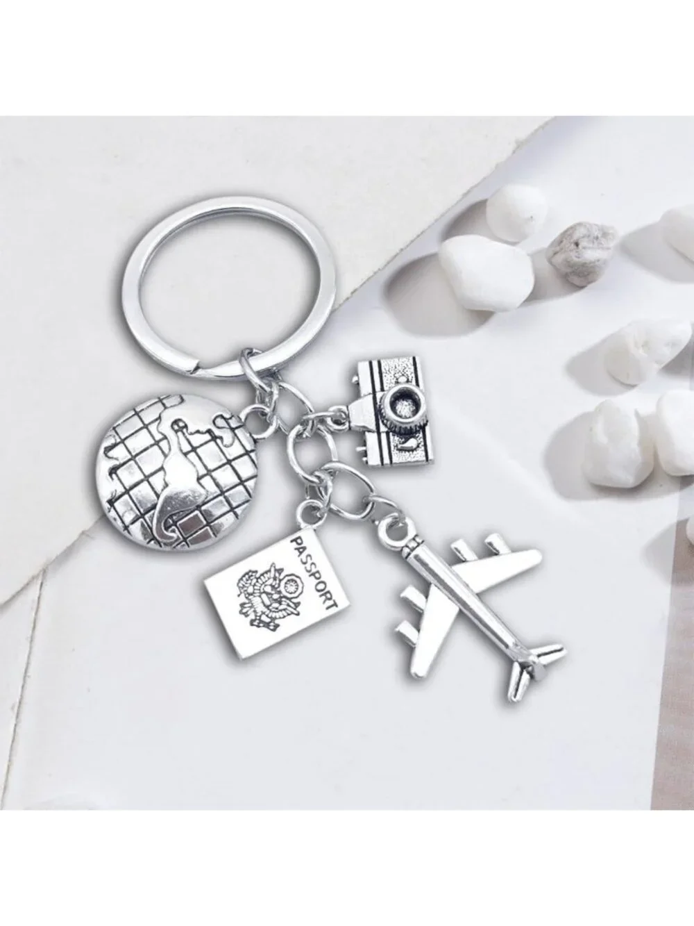25 Pack Travel Airplane Keychains - Adventure Camera Keyrings for Travelers